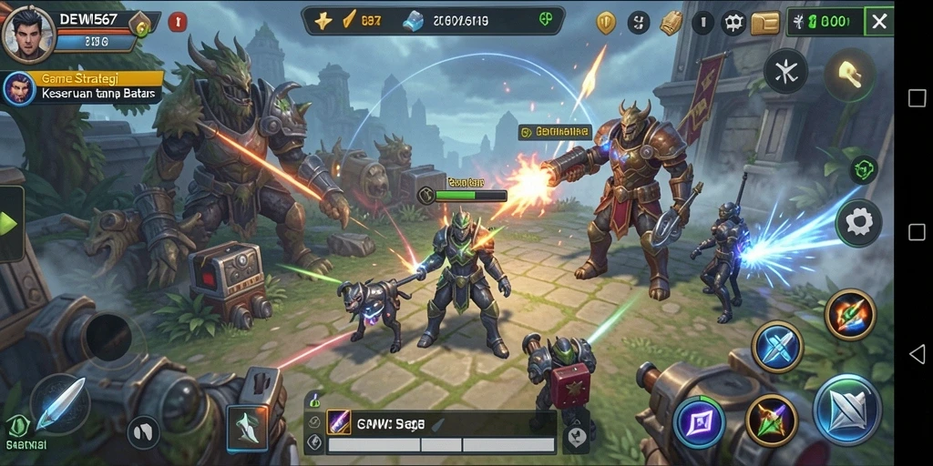 Screenshot utama DEWI567 menampilkan aksi seru dalam gameplay SLG.
