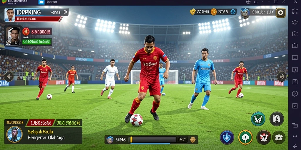 Gameplay seru dengan aksi sepak bola yang intens.