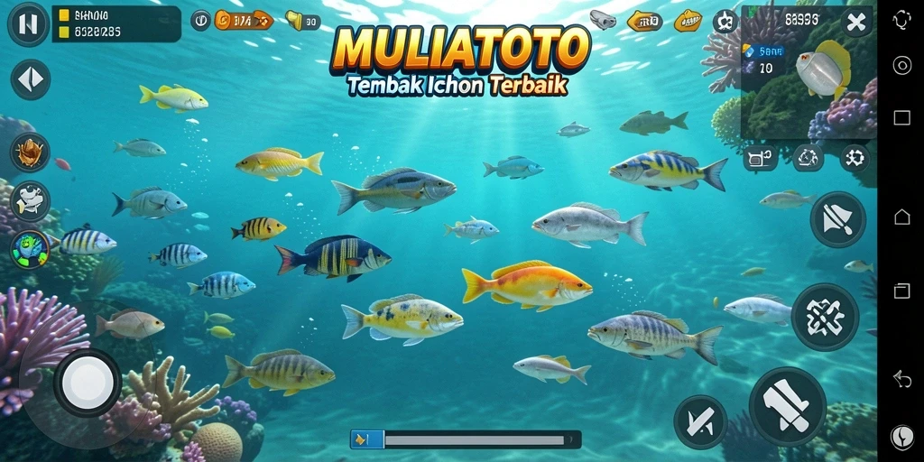 Screenshot gameplay dari MULIATOTO menampilkan aksi Tembak Ikan yang seru.