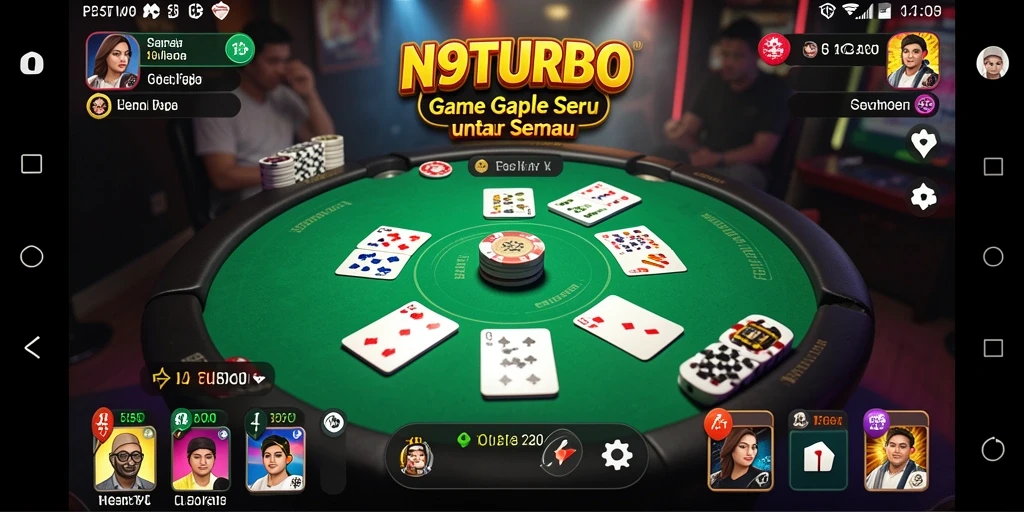 Tampilan antarmuka N9TURBO saat permainan Gaple berlangsung.
