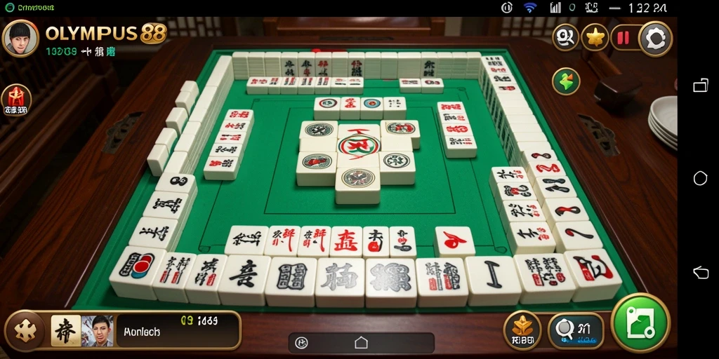Tampilan gameplay menarik dari OLYMPUS88 yang menampilkan kartu Mahjong.