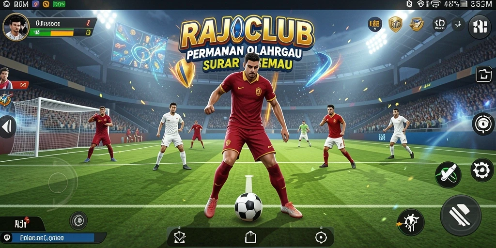 Tampilan screenshot RAJACLUB yang menunjukkan aksi permainan olahraga yang mendebarkan.